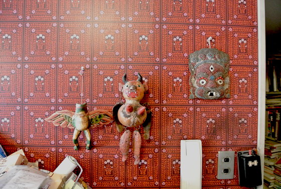 Funny objects hung on Tanaami's studio. Their decorations are similar to Tanaami's works, aren't they?