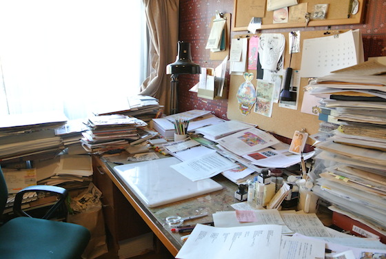 Keiichi Tanaami's desk at his studio.